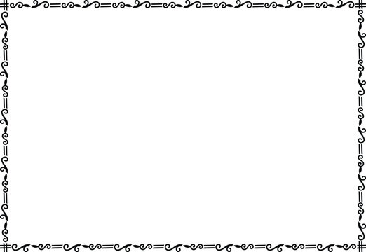 Black and White Elegant Swirl Ornamental Border, Decorative rectangular page frame Vintage Corner with Curved Scroll Design for Certificates and Invitations




