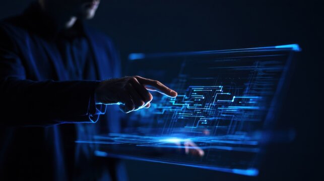 Claims Adjuster Reviewing Automated Claims Processing on AI-Powered Holographic Interface in Advanced Insurance Technology