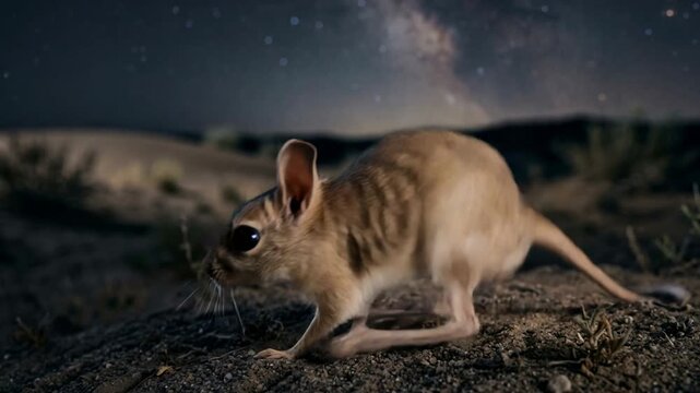 jerboa close up at night light in gobi desert mongolia video