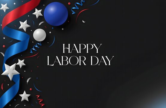 Labor day black background festive star elements.