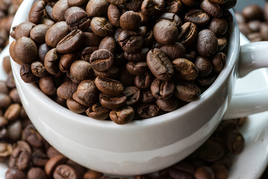
Close Up of Roasted Coffee Beans Background Texture
