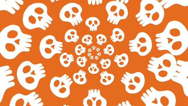 Spooky Halloween background illustration animation of skulls 