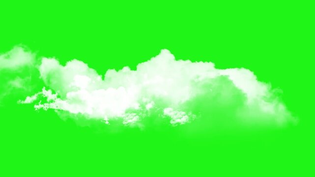 4k moving white clouds on green screen background. realistic cloud motion graphic effect. flying clouds stock video. realistic white cloudscape with zoom motion and transition effect.
