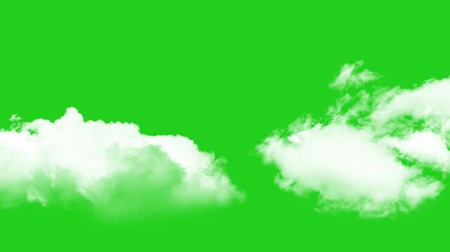 4k moving white clouds on green screen background. realistic cloud motion graphic effect. flying clouds stock video. realistic white cloudscape with zoom motion and transition effect.