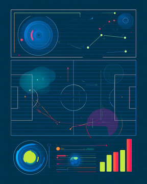 Soccer field analytics dashboard with player movement tracking and performance data