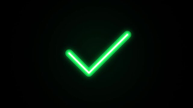 Neon Green Check Mark, Success Symbol, Confirmation Icon, Approval Sign, Positive Choice, Digital Interface Element, Modern Graphic