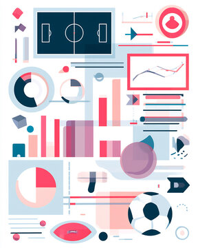 Soccer statistics dashboard with football field chart and data visualization elements