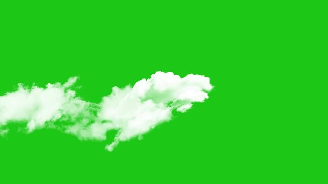 4k moving white clouds on green screen background. realistic cloud motion graphic effect. flying clouds stock video. realistic white cloudscape with zoom motion and transition effect.
