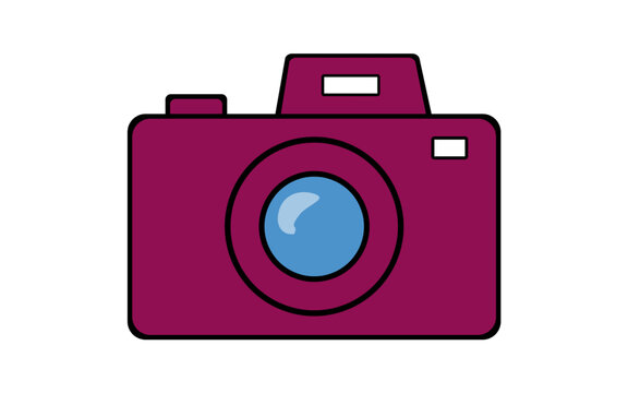 Flat purple camera icon vector illustration isolated on transparent background