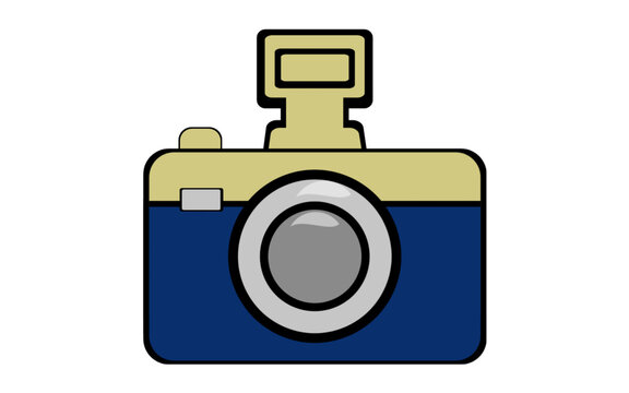 Retro camera with flash pop up vector illustration isolated on transparent background