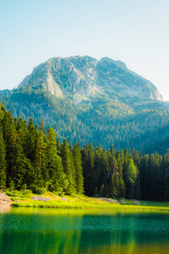 Black Lake (Crno Jezero) with the majestic Medjed peak in the background, Durmitor National Park, Montenegro.