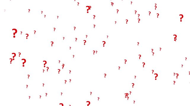 Red particle question symbol. explosive particles forming a glowing help mark with abstract motion. FAQ and support concept overlay. seamless 4k loop.