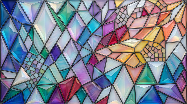 Colorful geometric stained glass art design