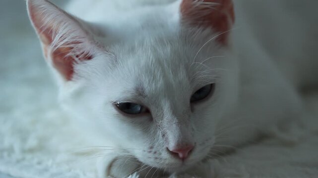 White cat dream relax, love animal video