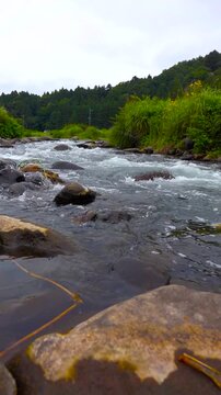 Kurenai Suspension Bridge and River Stream in Shiobara Onsen Resort, Nasushiobara, Tochigi, Japan