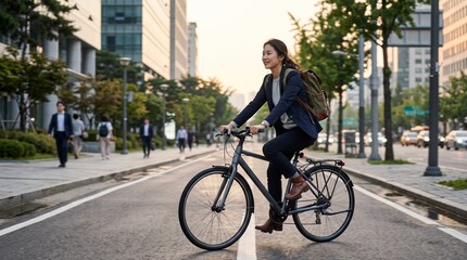 Fototapeta premium Morning Bicycle Commute