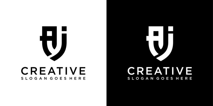 AJ or JA initial letter logo design vector template