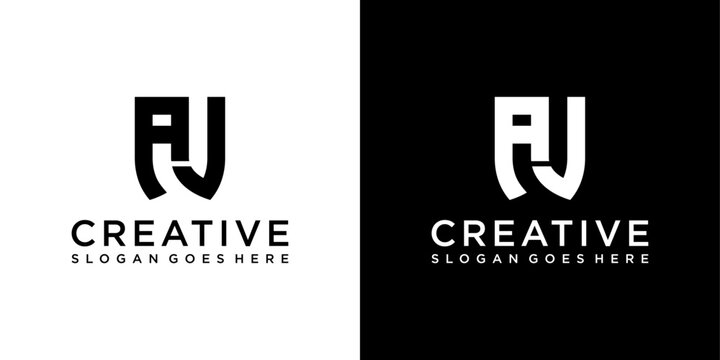 AJ or JA initial letter logo design vector template
