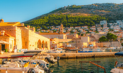Dubrovnik Old Town, traditional Mediterranean stone architecture and historic charm, Croatia.