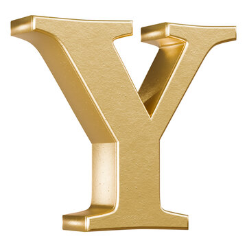 Metallic gold letter Y in 3D