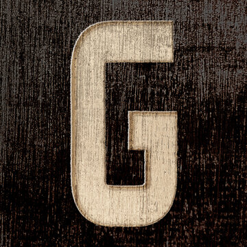Rustic wooden letter G font design