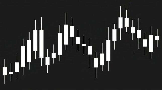 Black background featuring a vector candlestick chart