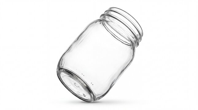 Empty glass jar for food storage or kitchen preservation