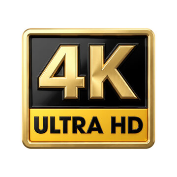 Premium 4K Ultra HD Metallic Badge Icon for High Resolution Video and Display