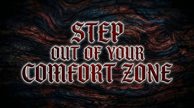 Encouragement text over dark wooden background urging action beyond