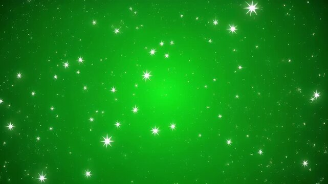Green nebula with twinkling stars in cosmic expanse with subtle zoom effect