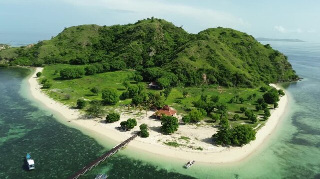 Aerial View of Kanawa Island and Crystal Clear Waters Near Komodo National Park