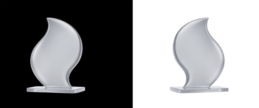 3D Glass Flame-Shaped Award Trophy, Transparent PNG