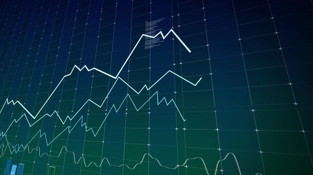 Financial data growth and rising curve chart