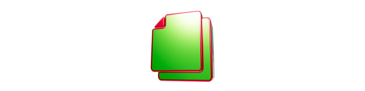 Two green document with red edges on black paper