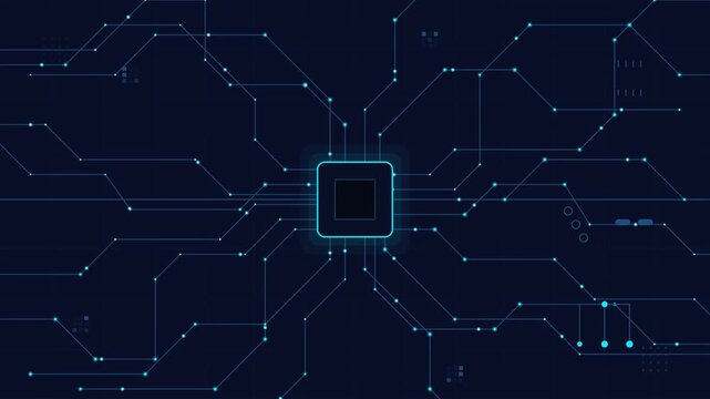 Stylized Digital Circuit Board PCB Motion Graphics Animation