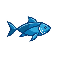Fototapeta premium Modern blue fish icon with sharp geometric angles.