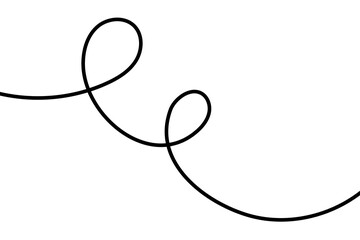 Obraz premium Single black abstract continuous line doodle forming a swirl against a simple backdrop isolated on transparent background