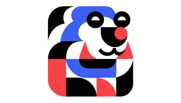colorful bear face, geometric shapes