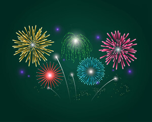 Obraz premium New Year Fireworks Lighting Up the Night Sky in a Spectacular Celebration of Color and Light