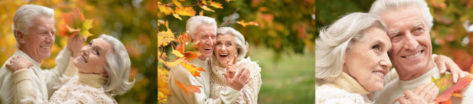 Happy Senior Couple Enjoying Autumn Park Walk