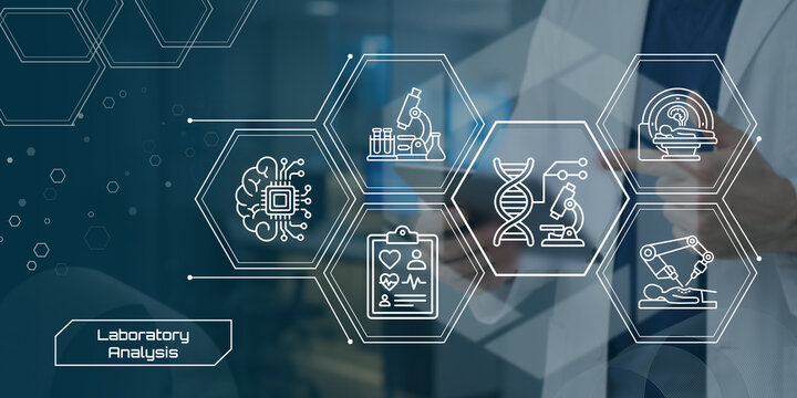 Modern laboratory analysis with AI, genetics, and robotic technology