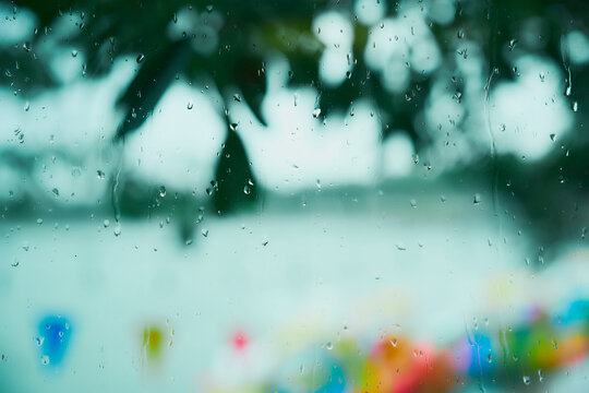 rainy window with soft natural reflections