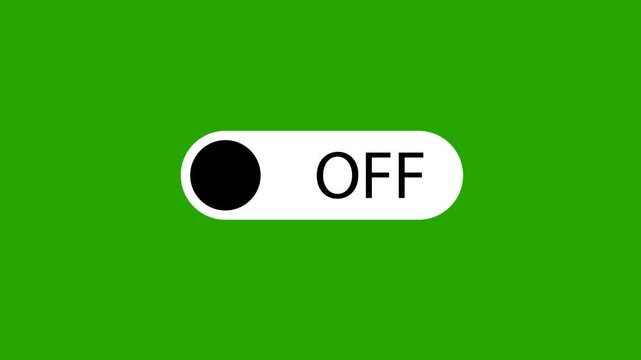 On and off toggle switch button animation, modern UI slider graphic on green screen chroma key background