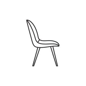 Minimalist modern chair line drawing in black and white