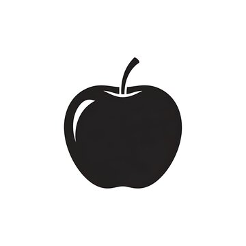 Minimalist black apple icon with stem