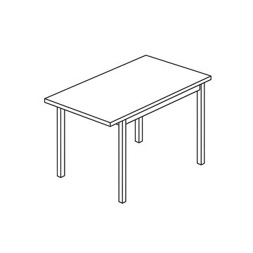 Minimalist modern table with four cylindrical legs in clean design