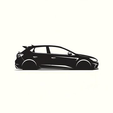 Modern black hatchback car silhouette vector illustration