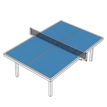 Modern table tennis table with net ready for game