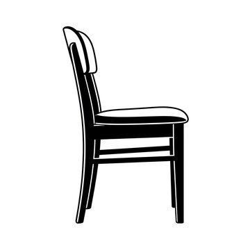 Simple wooden dining chair with padded seat and backrest