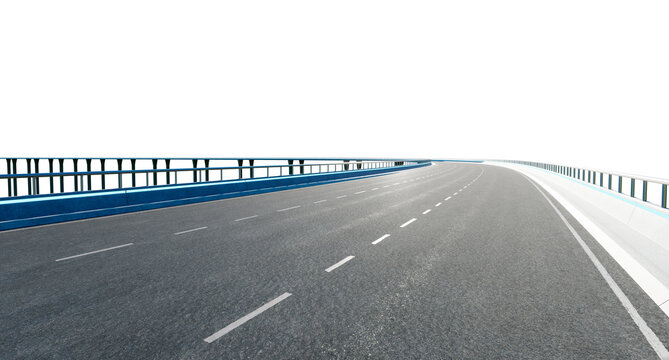 3d rendering empty highway curve on a bridge surface